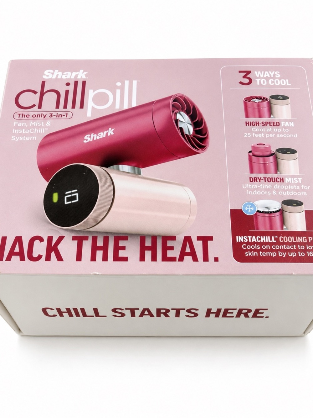 Shark Chillpill 3-in-1 Personal Cooling Fan & Mist — Pink